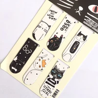 6pcs set kawaii oreo cat cactus magnetic bookmarks books marker of page stationery school office supply paper clip