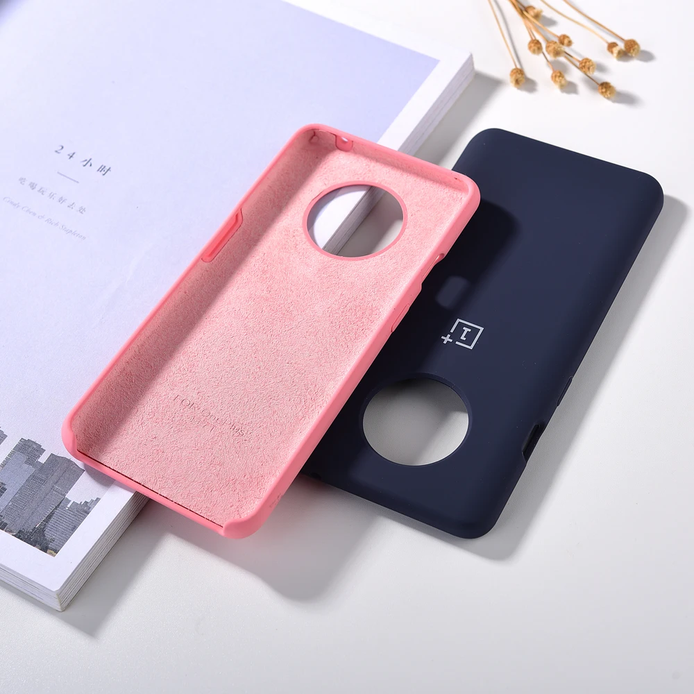 Original Oneplus 7T Liquid Silicone Case Soft Finish Protective Cover Baby-Skin Silky Touch Shell | Мобильные телефоны и