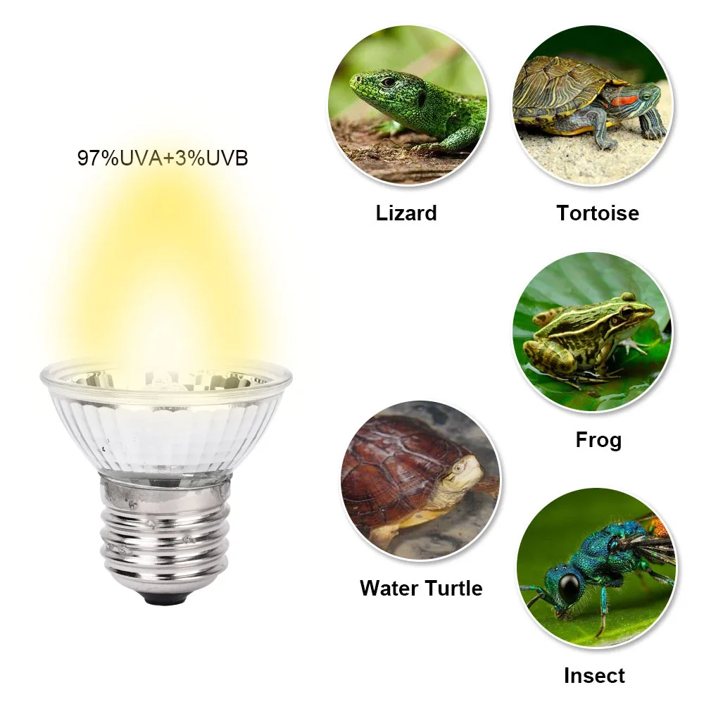 UVA+UVB 3.0 110V/220V Reptile Lamp Bulb Turtle Basking UV Light Bulbs Heating Amphibians Lizards Temperature Controller | Дом и сад