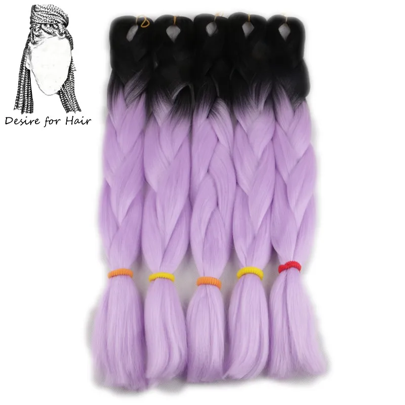 Desire for hair, 1 упаковка, 24 дюйма, 100 г, синтетические огромные косички, цвет Омбре, черный, серый, бордовый, косички для наращивания волос - Цвет: 27/613
