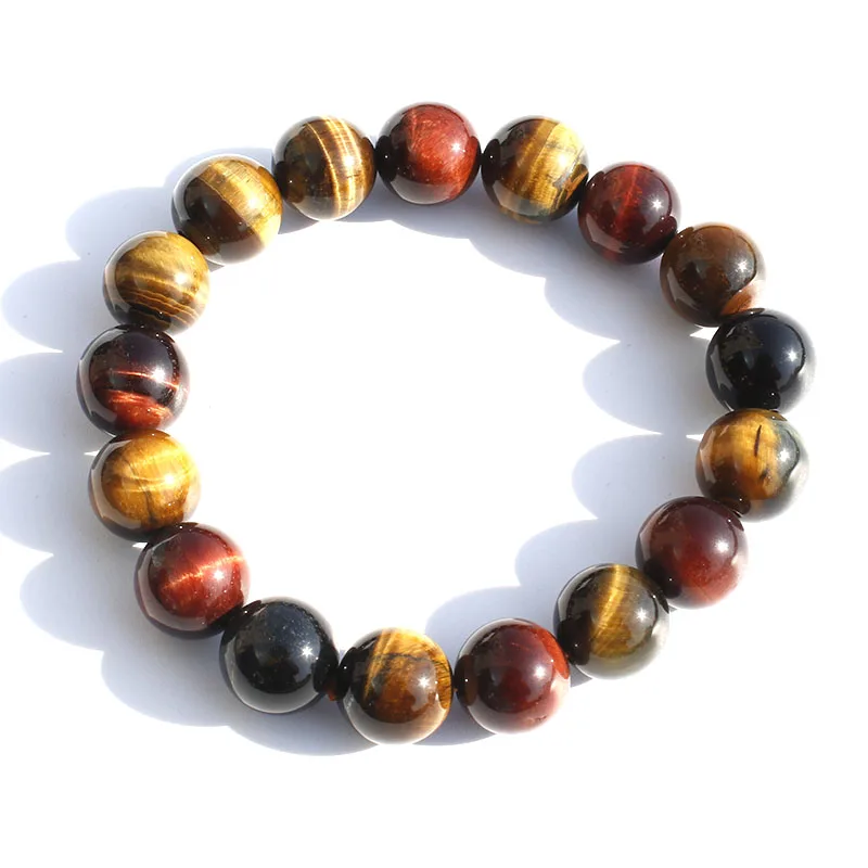 

1 Pcs Polished 8-12 MM Natural Tri-Color Tiger Eye Stone Crystal Bracelet