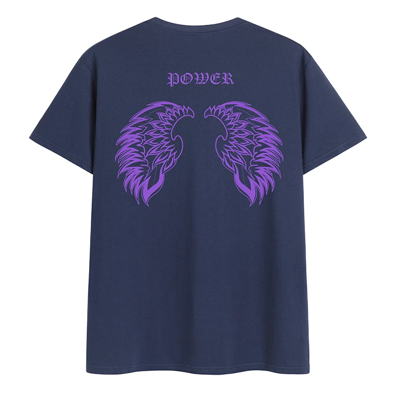 

Summer New Men Short T Shirt Hip-Hop Cotton Angel Wings Pattern Print T-shirt O-neck Japanese Causal Fashion Camiseta Masculina