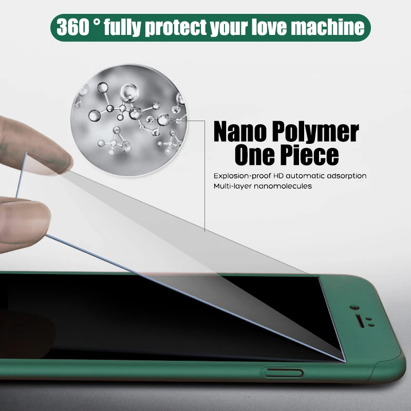 360 Full Body Phone Cases with Glass for Iphone 13 12 11 Pro Max XR XS Protective Case for Iphone SE2020 8 7 6 6S Plus 5S Cover