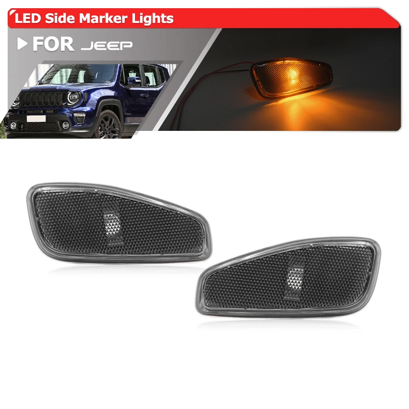 

2x копченые линзы, Передние боковые габаритные огни OEM, указатели поворота для Jeep Renegade 2015-2021 51953116 51953114