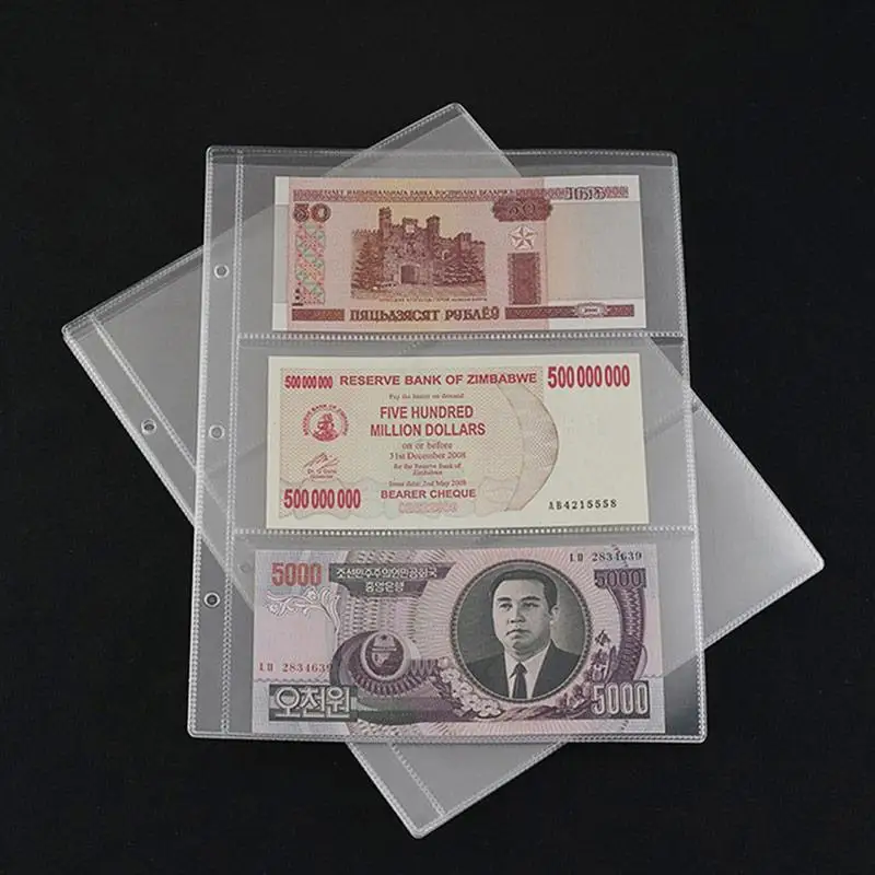 10Pcs Money Banknote Paper Album Page Collecting Holder 3-Slot Loose Leaf Sheet Protection Banknotes | Дом и сад