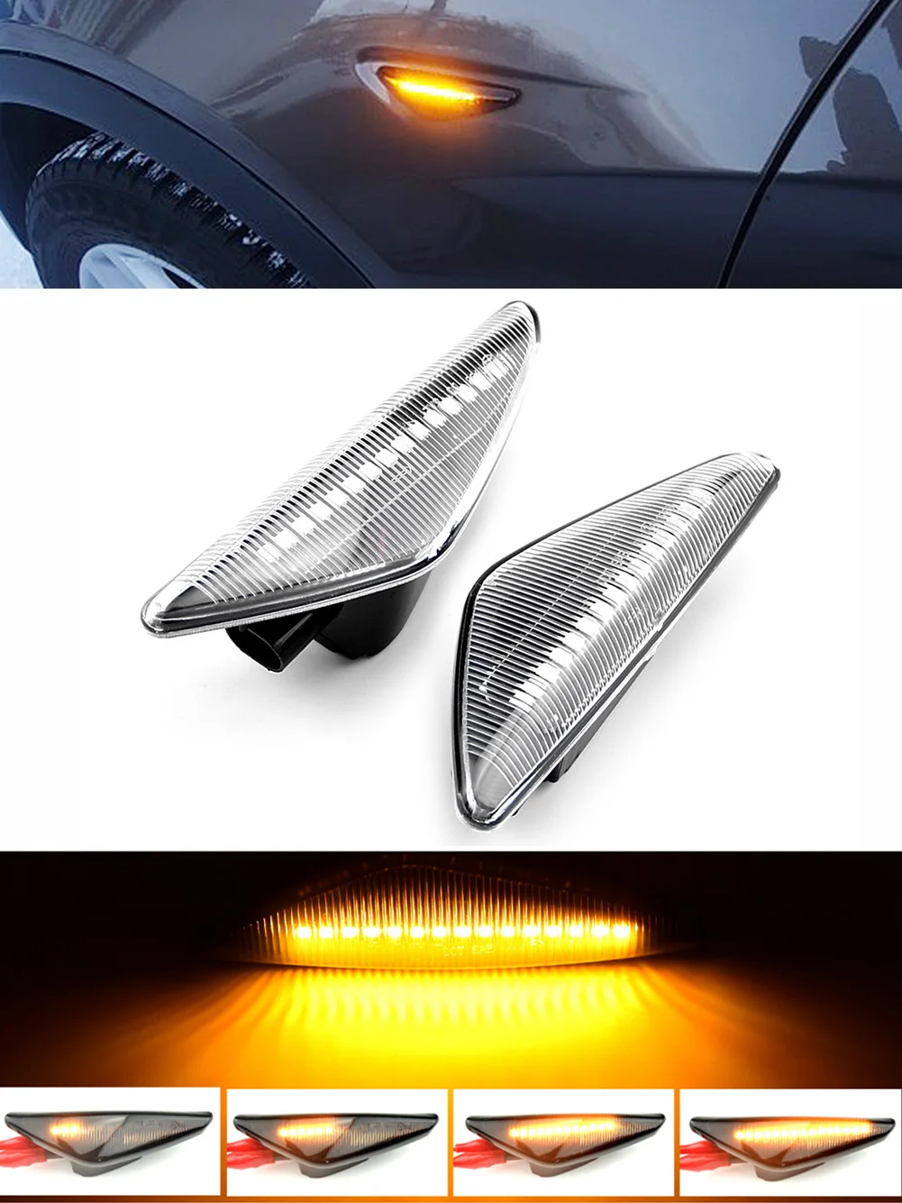 

2PCS Smoke Dynamic Flowing LED Side Marker Signal LightReplacement Smoke Lens For BMW X3 F25 X5 E70 X6 E71 E72 Dropshipping
