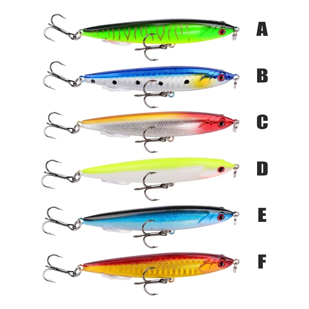 VALHALLA 1pcs 6 Colors Hard Plastic 9.3cm-3.66"/13.5g-0.48oz Pencil Artificial Bait 3d Eyes 6# Treble Hooks VIB Fishing Tackle | Спорт и