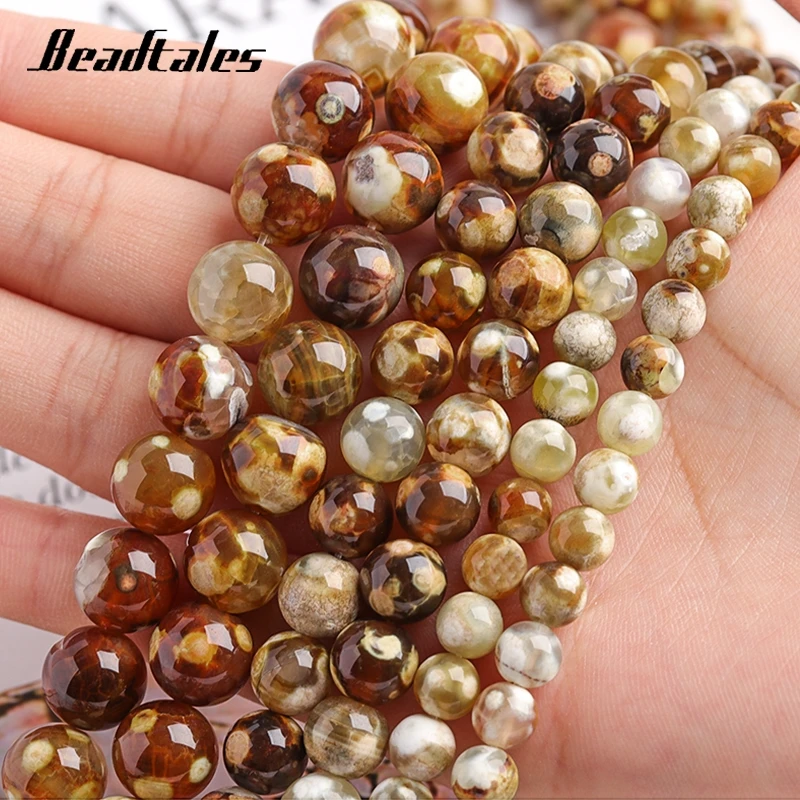 

Natural Spot Yellow Agate stone bead Round Yellow Loose beads For DIY Making Bracelet Necklace Jewelry 6/8/10mm 15" Beadtales