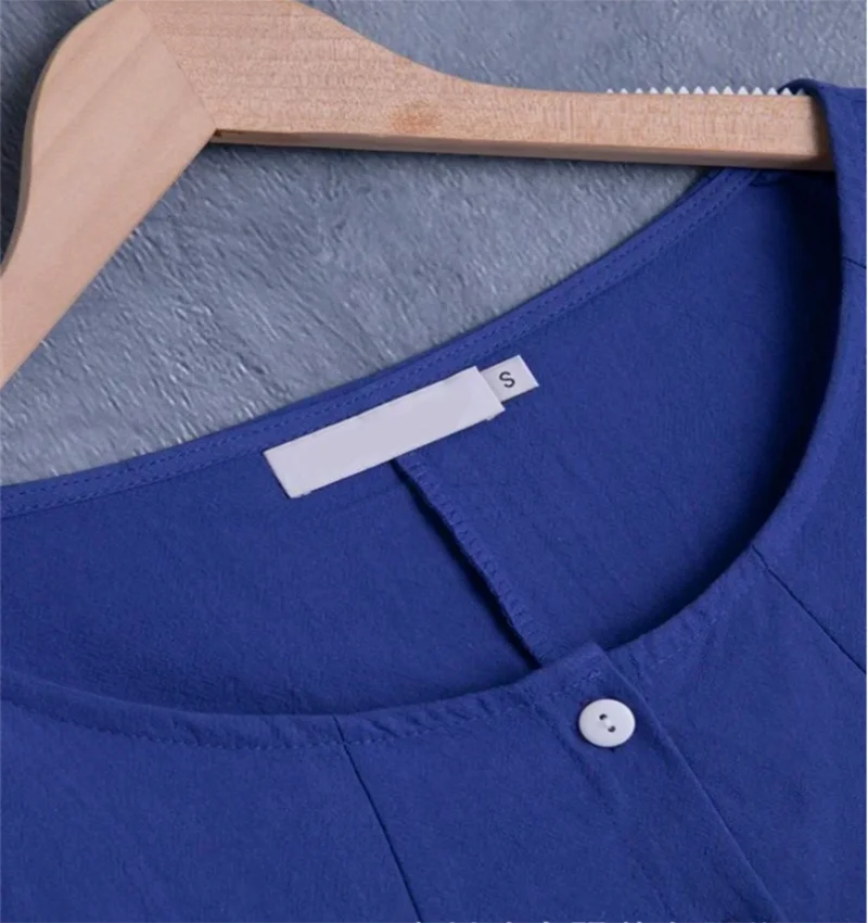 

Large size loose casual womens blouse 2021 spring ladies shirt solid color cardigan stitching round neck Tops shirt