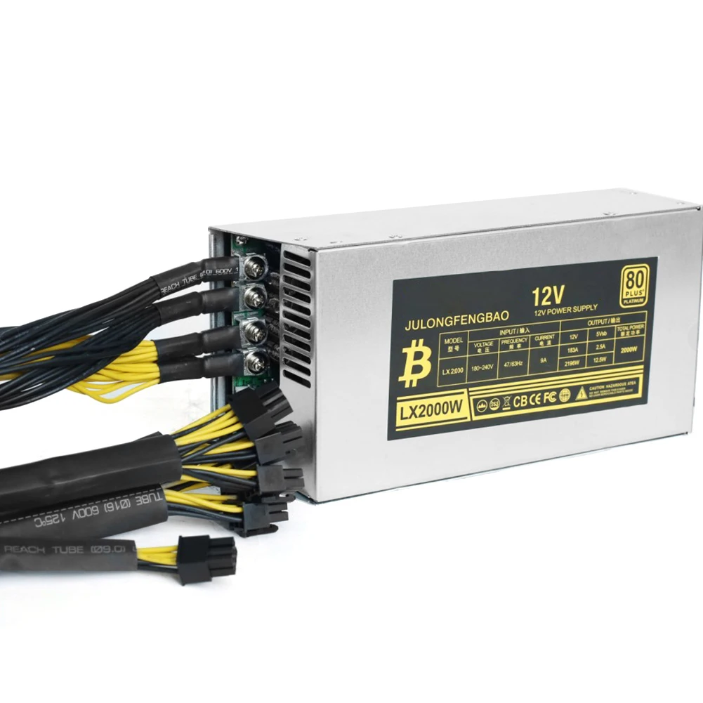 

2000W Desktop ETH Power Supply Unit High Efficiency 6Pin for BTC Bitcoin ETH Ethereum Server Miner Mining
