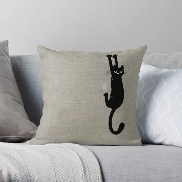 

Black Cat Holding On Soft ative Throw Pillow Cover Print Pillow Case Waist Cushion Pillows NOT Included