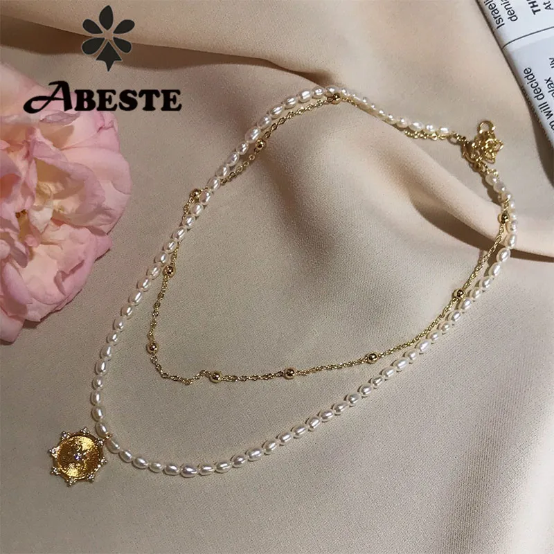 Женское Ожерелье подвеска с белым жемчугом и пресной водой ANI вечерние ювелирные