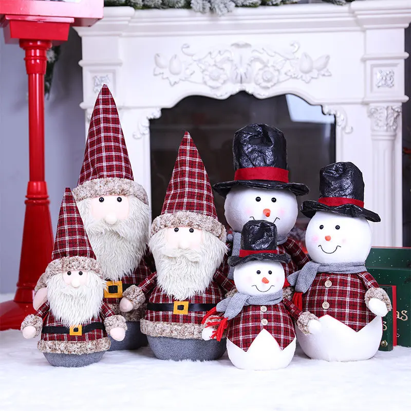 

Рождественская шапка в шахматную клетку с Санта-Клаусом 2022, Рождественское украшение для окон, украшение для окон и сцены отеля, украшение для дома