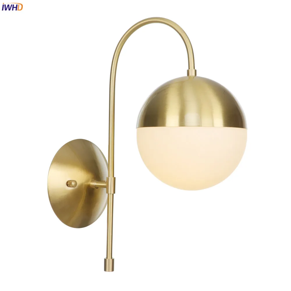 IWHD стеклянный шар в скандинавском стиле настенный светильник приспособления для