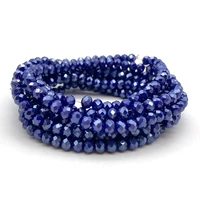 faceted flat dark blue glass crystal beads loose spacer beads for jewelry making 2 3 4 6 8mm diy bracelet necklace accessories