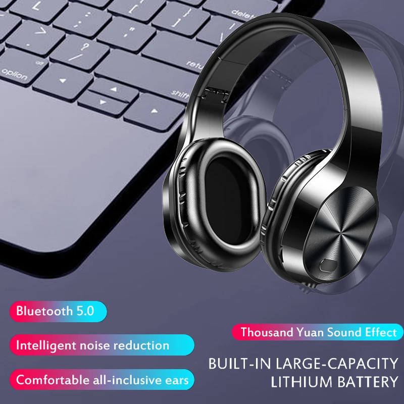 

Wireless Headphones T5 HiFi Active Noise Cancelling 5.0 Earphones Bluetooth Over Ear Headset with Microphone for Phones & Music