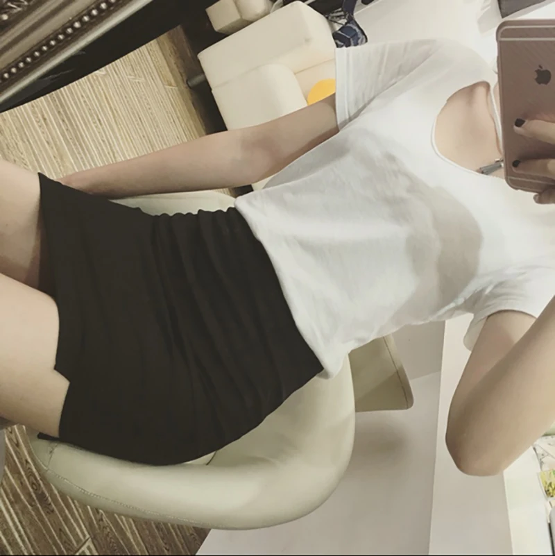 Мини юбка карандаш в Корейском стиле черная облегающая с завышенной талией и