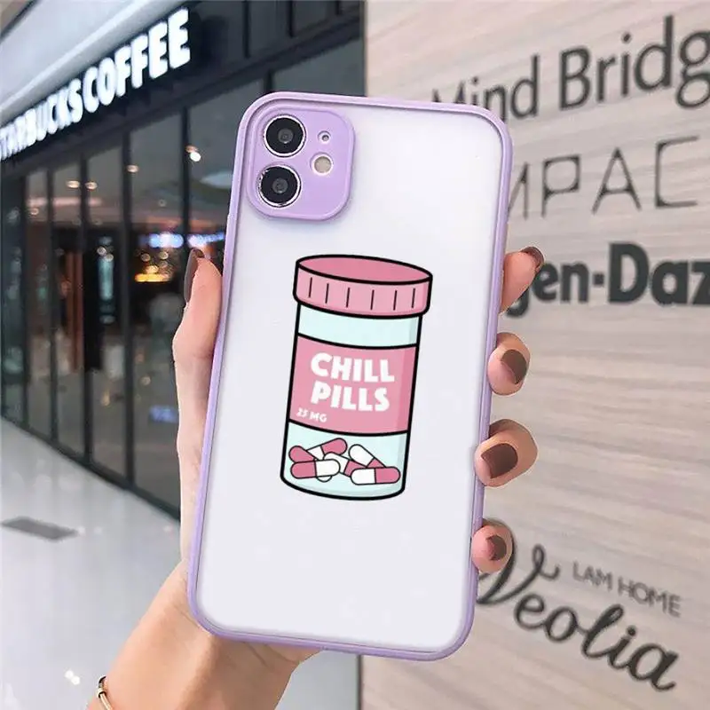

Medical drug Pill Capsule cartoon Phone Cases matte transparent For iphone 7 8 11 12 plus mini x xs xr pro max cover