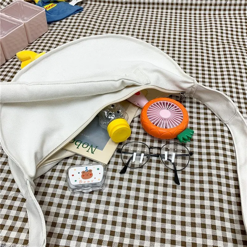 

2021 New Casual Cartoon Duck Bag Fashion Patchwork Crossbody Bags for Women Small Cute Shoulder Bag Canvas Handbags Girls