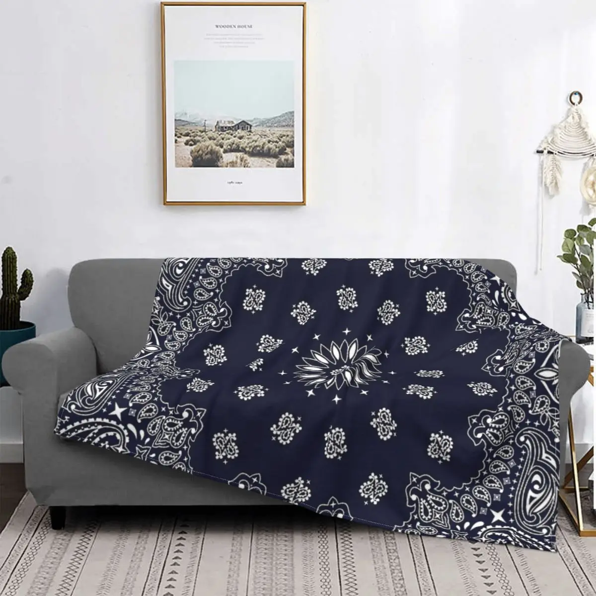 Bandana-Manta azul marino para cama, edredones a cuadros para sof&aacute;, manta de verano para camas-0