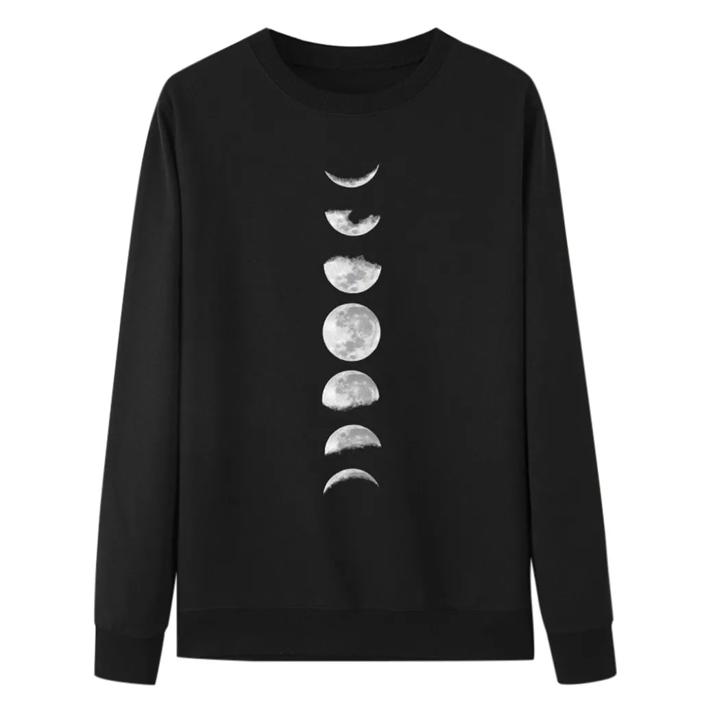 SAGACE Ms. Moon Печатный круглый вырез длинный рукав толстовка зима осень женские