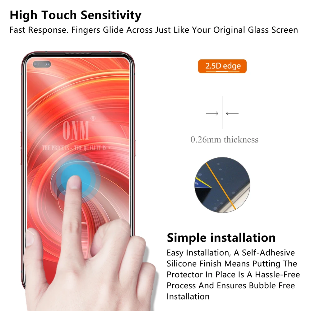 2 шт. X50 закаленное Стекло для Realme Pro 5g Экран протектор 2.5D с уровнем твердости 9H