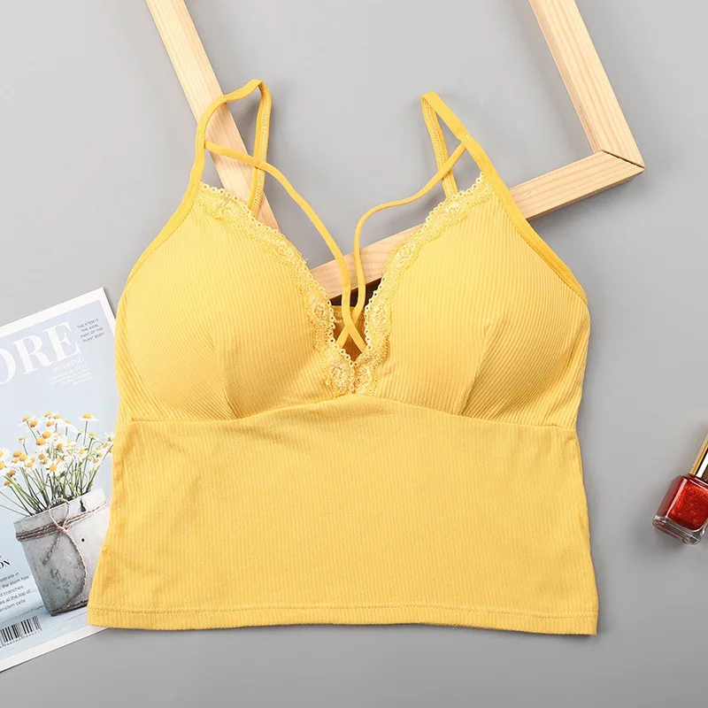 Женский кружевной топик без косточек лифчик с перекрещивающимися бретелями