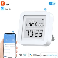 tuya wifi temperature humidity sensor digital lcd screen usb hygrometer desk clock support alexa google assistant smart home