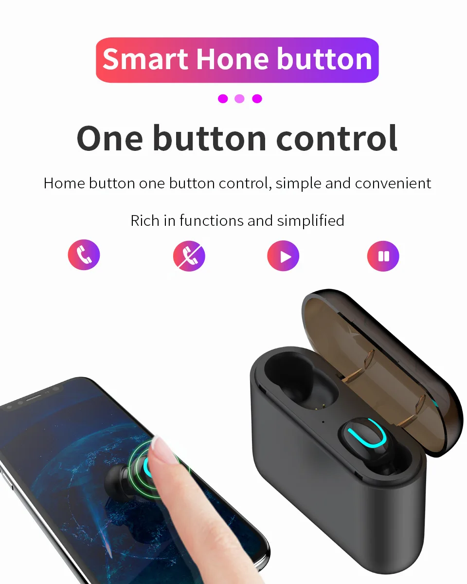 Bluetooth 5.0 Earphones Wireless Stereo Sports Mini Earphone Noise Reduction Multifunction Waterproof Music | Электроника