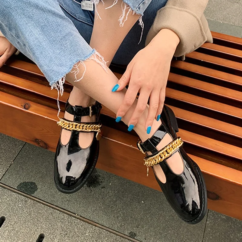 

sexy women's shoes genuine leather chunky heels pumps concise metal decoration night club office lady shoes woman heels pumps
