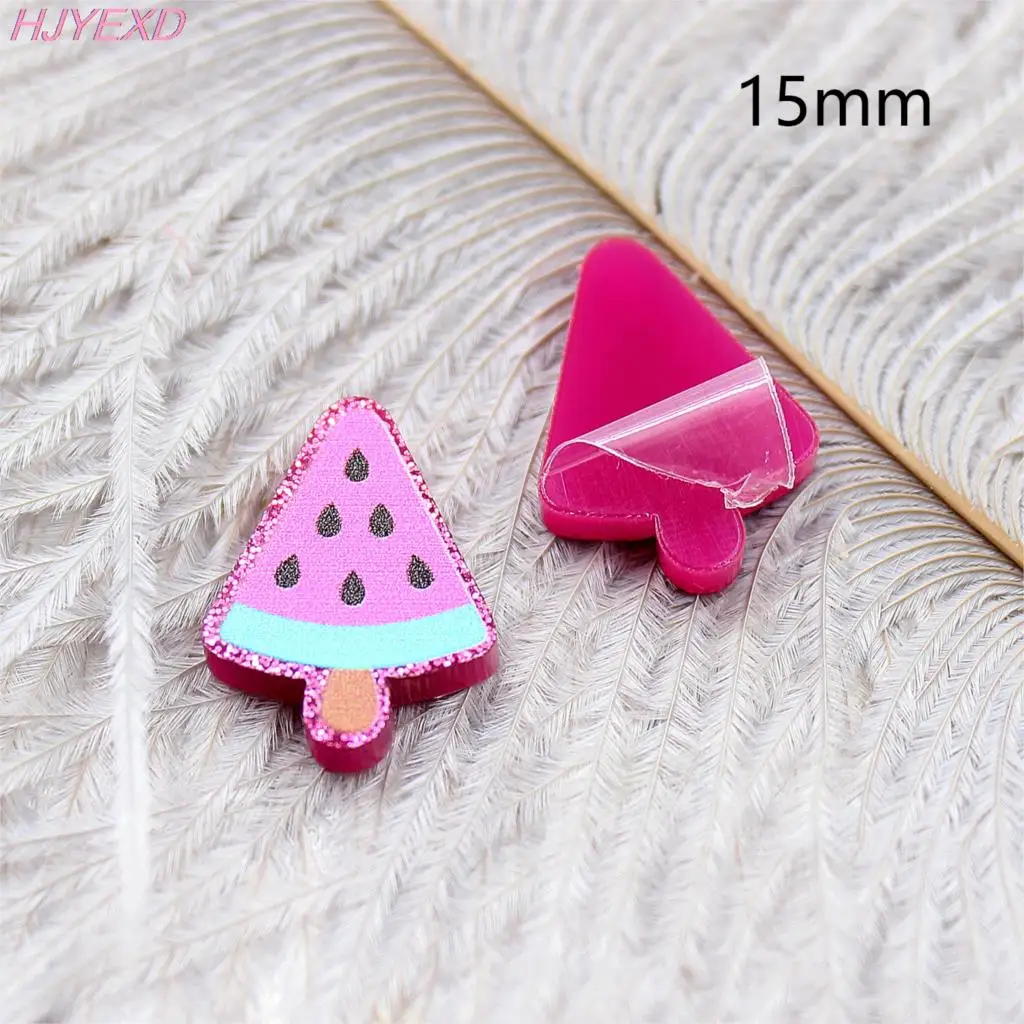 

(10pcs /lot) Acrylic Watermelon Jewelry Accessories Laser Cut Fruit Pink Glitter Acrylic Party DIY