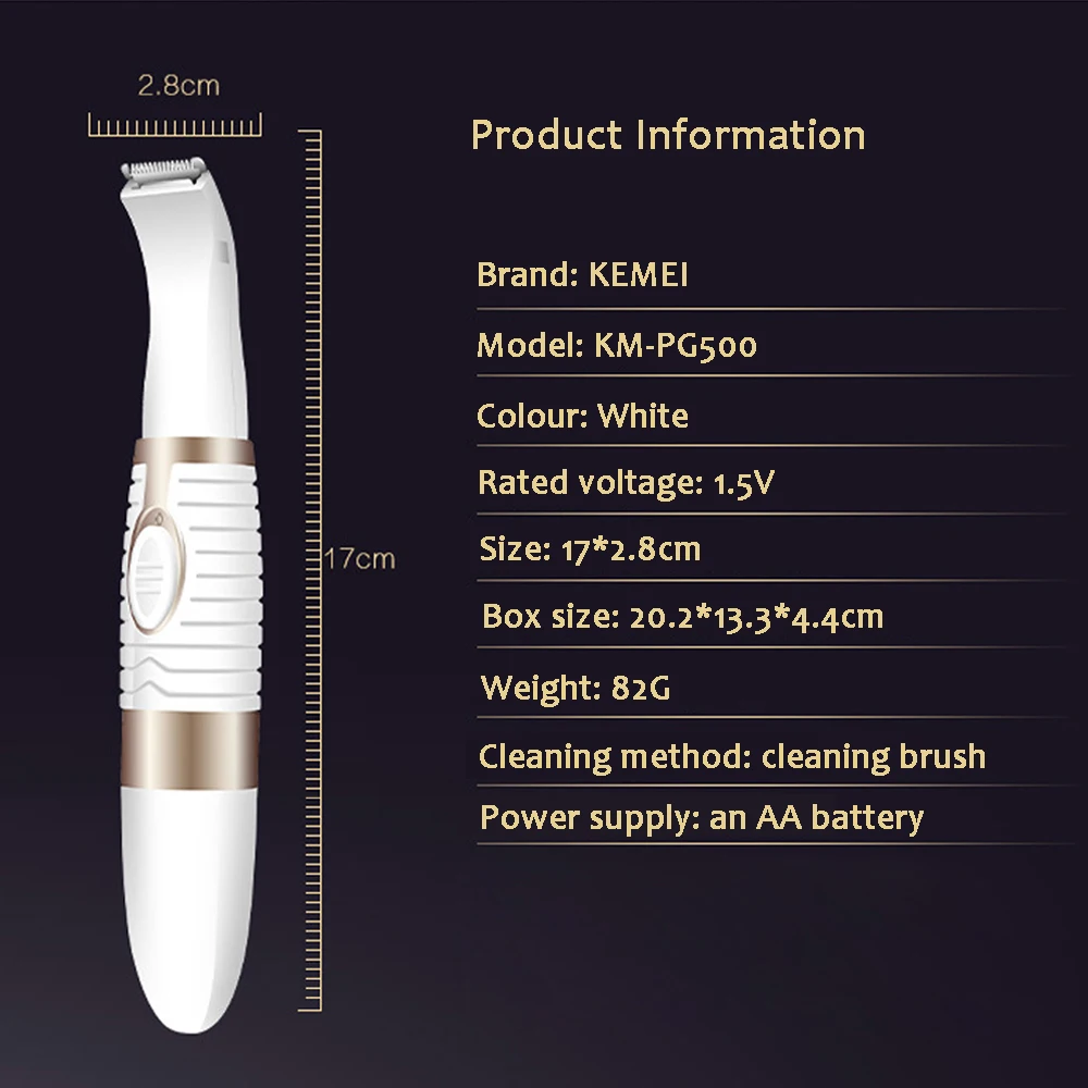 

Kemei 4in1 Eye Brow Beard Trimer Nose Ear Hair Trimmer For Men Electric Face Precision For Nose Ear Moustache Battery Operated