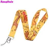 ransitute giraffe cartoon lanyard key id card phone belt usb badge holder fashion neckband lanyard webbing rope r698
