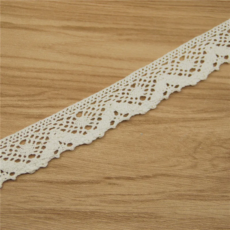 Tela de encaje de algod&oacute;n de 25mm, accesorios de costura de tela de marfil, cinta de decoraci&oacute;n de vestido de boda de campo, suministros de artesan&iacute;a, 200 yardas, LC215-1