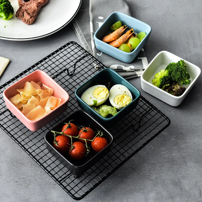 Керамическая минутная тарелка для закусок мини Квадратная приправ кухонный