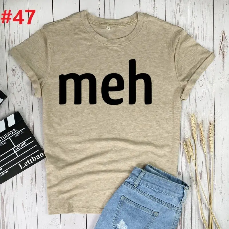 

Meh Printed T-shirts Women Summer 2021 tee Shirts for Women Loose Crew Neck Harajuku Clothes Female O Neck Ladies Tops Femme