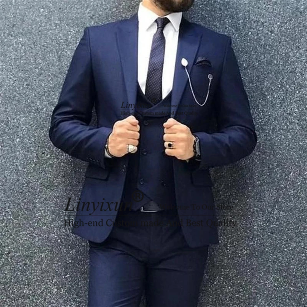 

Mens Suits Slim Fit Fashion Business Blazers 3 Piece Set Formal Wedding Groom Tuxedo Terno Masculino Jacket+Vest+Pants