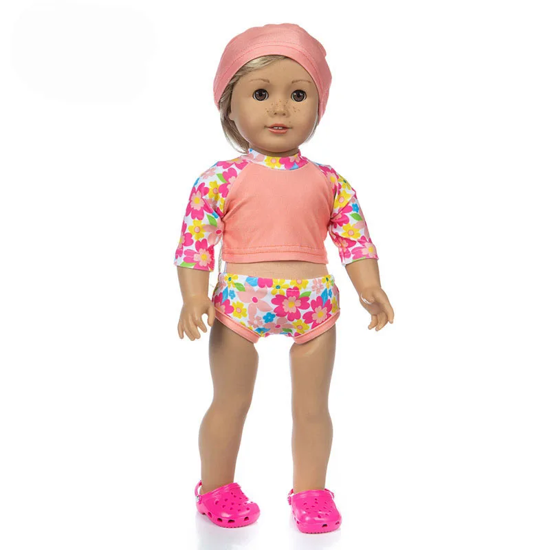 

Pink Swimsuit Flower Suit Wear Fit 18 Inch American Doll Accessory Girl Toy 43 cm Baby New Born Clothes Accessories