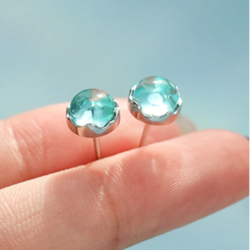 Оптовая продажа серебряных сережек гвоздики в форме Русалочки с пузырьками и