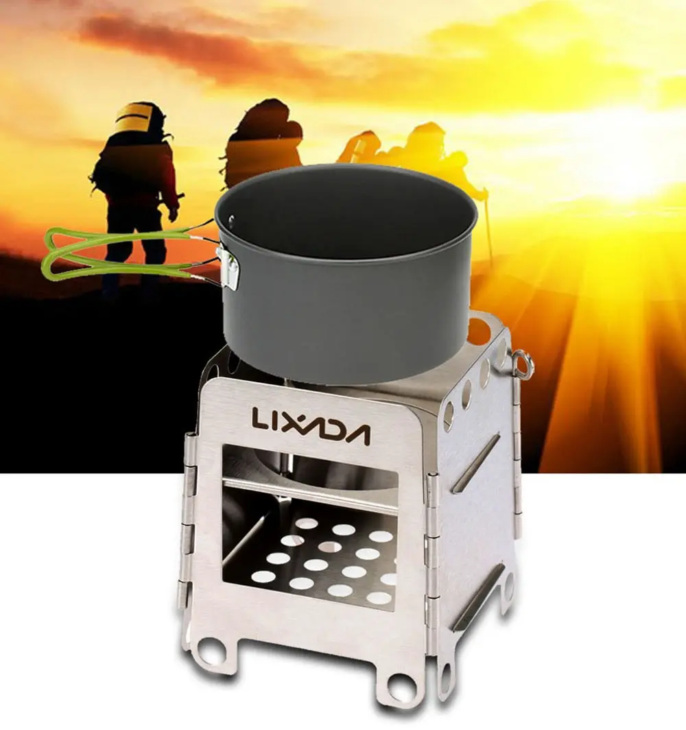 

Lixada Folding Wood Stove Portable Stainless Steel Lightweight Outdoor Camping Stove Pocket Stove for Picnic Camping Equipment