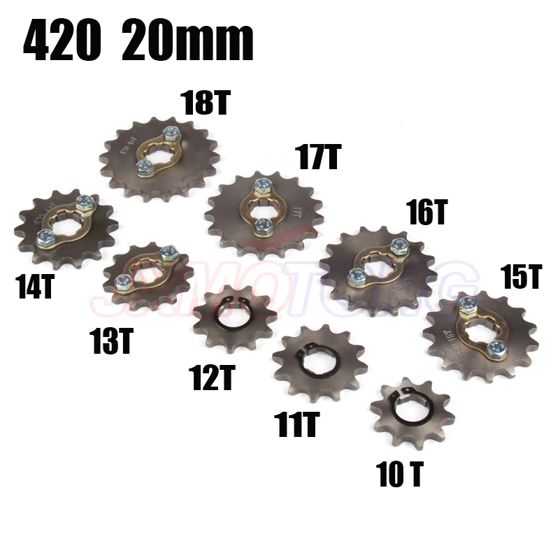 

Передняя Звездочка двигателя 420 10-18 10T 11T 18 зубьев 20 мм для скутера, мотоцикла, квадроцикла, картинга, мопеда 50 куб. См куб. См