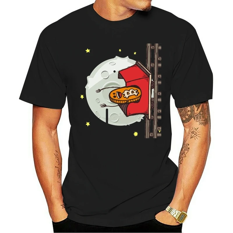 

Camiseta divertida de Bitcoin, playera de la luna de montaña rusa, camiseta de moda de verano, nueva