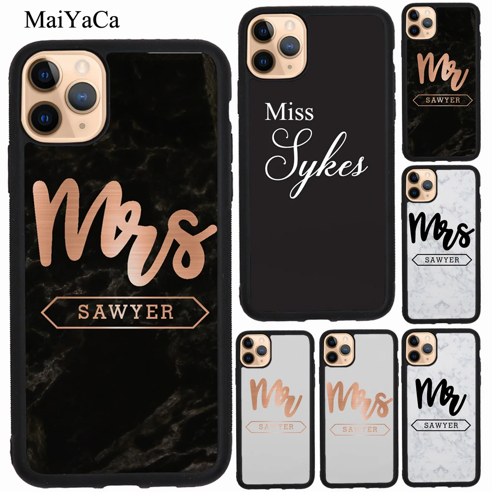 Персонализированные MR & MRS Свадебные парные фамилии чехол для iPhone 12 Pro Max mini 11 XS X XR SE