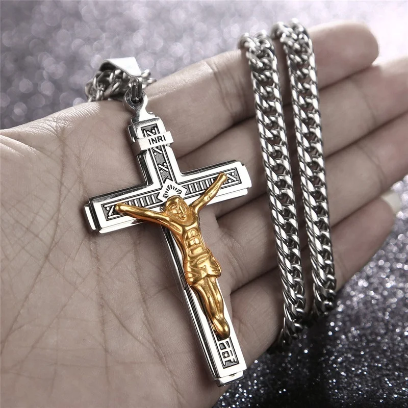 

Classic Vintage Good Friday Cross Pendant Men and Women Amulet Necklace Christian Religious Prayer Jewelry Gift