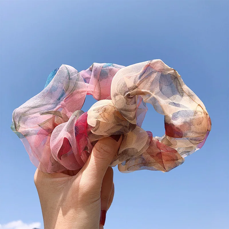 Резинки для волос с цветочным принтом Женский хвостик резинки модные аксессуары