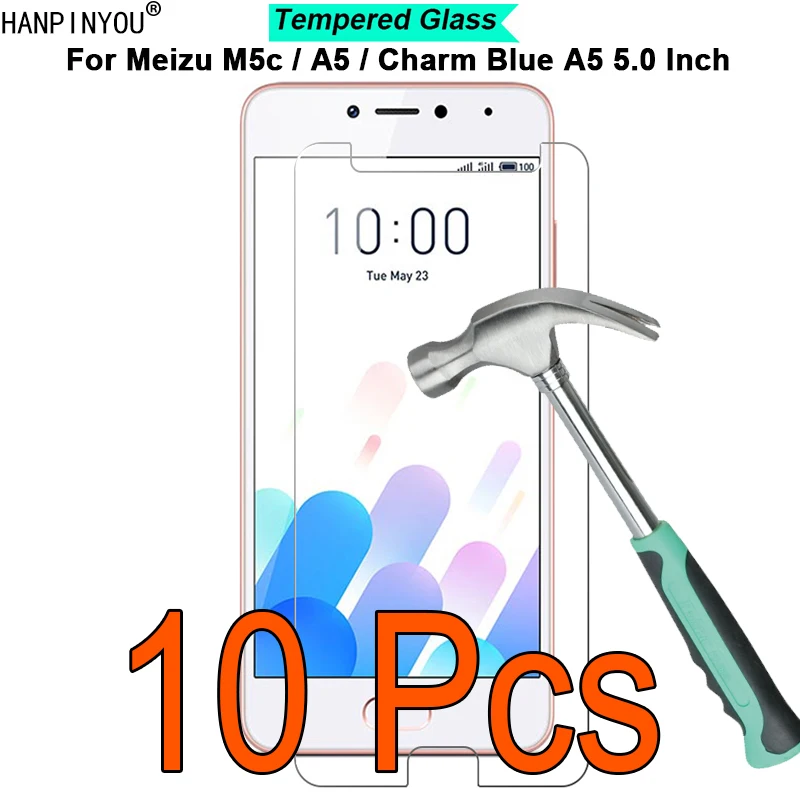 10 шт./лот для Meizu M5c / Blue Charm 5c A5 5 0 дюйма твердость 9H 2.5D ультратонкая закаленная