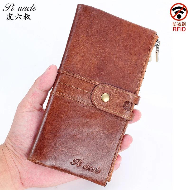 Длинный кошелек из натуральной кожи для мужчин брендовая дорожная Обложка