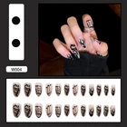 24 шт. индивидуальные гробные накладные ногти черные ногти накладные ногти искусственные полное покрытие балерина искусственный маникюр искусство