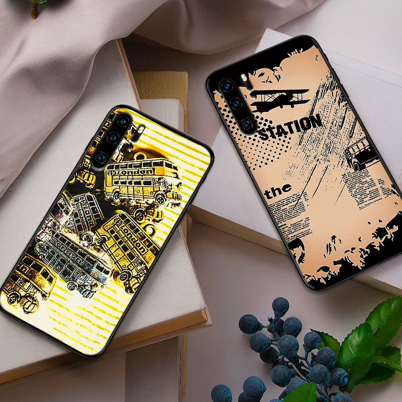 В английском ретро стиле Лондона автомобиля для huawei Y6 Y7 2018 Y9 Prime 2019 Коврики 10 20 Pro