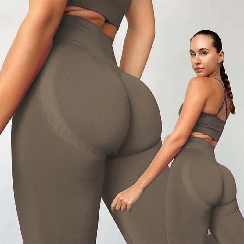 

Seamless Yoga Pants Hip Lifting Sports Leggings Running Shorts Push Up Fitness Tight T-shirts Female Ribbed Excise Yoga Clothes